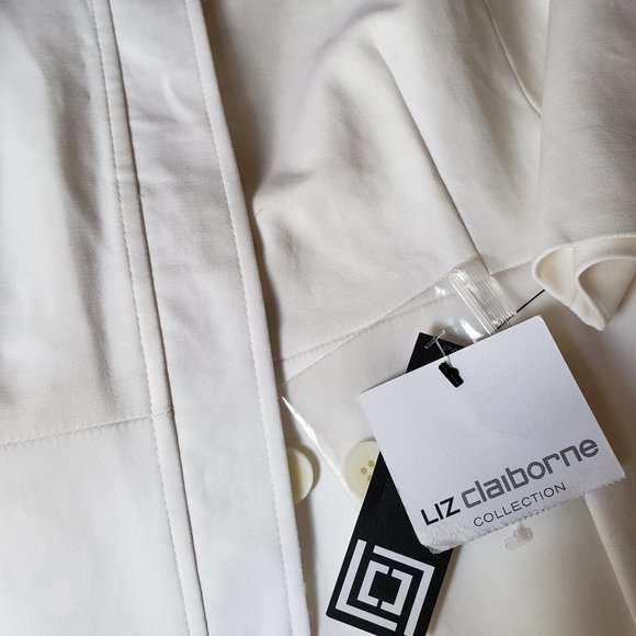 Liz Claiborne Modern Romantic Peplum Jacket Large Ivory Off White NWT Career - Picture 6 of 6
